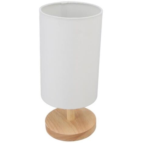 (Blanc)Lampe de chevet Modèle compact - Base en bois - Abat-jour en tissu - Électrique
