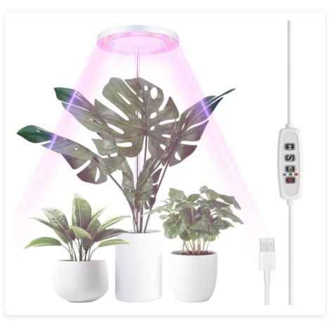 (Blanc)Lampe Plante, LED Lampe de Croissance à Spectre Complet, 30-155 cm Hauteur Réglable avec 70 LEDs, avec Minuterie 3/9/12h,pour Plantes D'intérieur