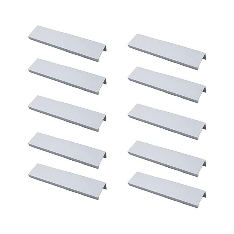 Blanc)Lot de 10 Poignée Noir Poignée de Meuble Noir- Poignée Invisible Poignee de Meuble Cuisine Noir Poignée Meuble Noir Mat en Alliage d'Aluminium