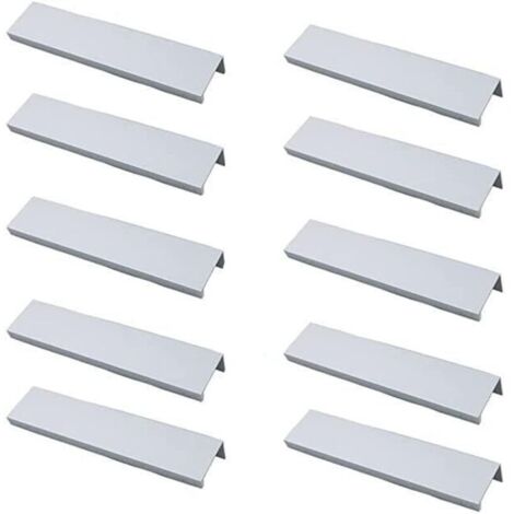 (Blanc)Lot de 10 Poignée Noir Poignée de Meuble Noir- Poignée Invisible Poignee de Meuble Cuisine Noir Poignée Meuble Noir Mat en Alliage d'Aluminium Entraxe 128mm