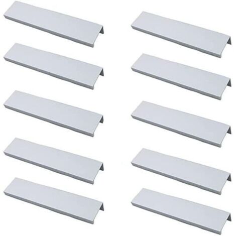 (Blanc)Lot de 10 Poignée Noir Poignée de Meuble Noir- Poignée Invisible Poignee de Meuble Cuisine Noir Poignée Meuble Noir Mat en Alliage d'Aluminium Entraxe 128mm-Crezuo