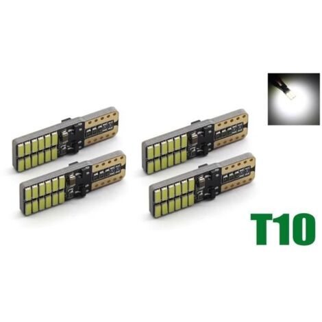 (Blanc)Lot de 4 ampoules à LED T10 W5W 4014 24SMD 12V 6000K pour plafonniers et coffres de voiture - Blanc