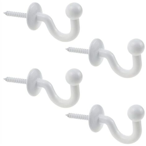 （blanc）Lot de 4 Crochets Rideaux Embrasses de 64mm en Métal Noir Retenue de Rideaux Muraux Embrasse à Rideau U Design Multifonctionnels pour Rassembler Les Rideaux et Crocher Les Vêtements ou Sacs