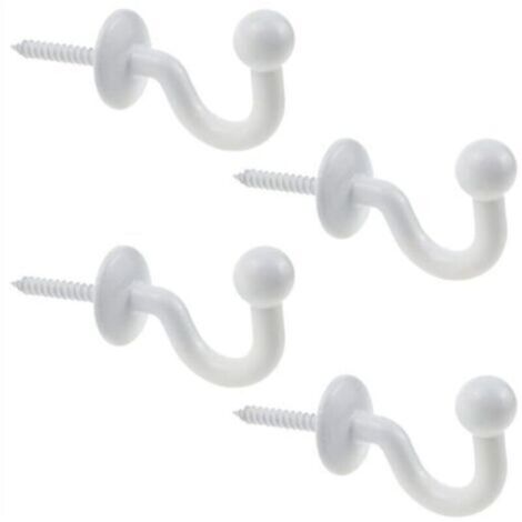 （blanc）Lot de 4 Crochets Rideaux Embrasses de 64mm en Métal Noir Retenue de Rideaux Muraux Embrasse à Rideau U Design Multifonctionnels pour Rassembler Les Rideaux et Crocher Les Vêtements ou Sacs