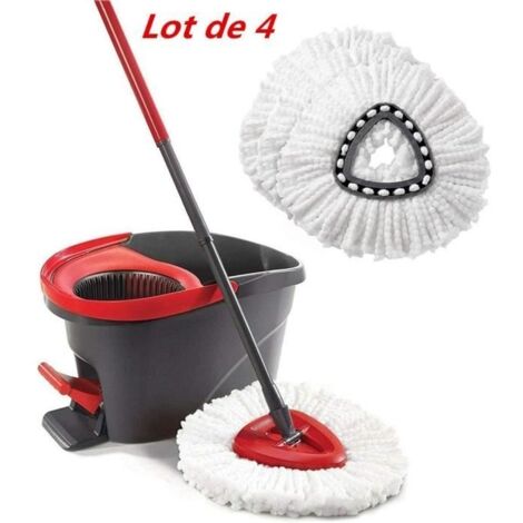 (Blanc)Lot de 4 têtes de serpillère en microfibre de rechange pour balai à franges Vileda/O-cedar Easywring - Blanc