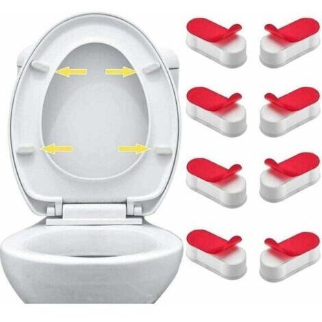 (blanc)Lot de 8 tampons universels pour abattant de toilette, avec adhésif puissant pour couvercle de WC