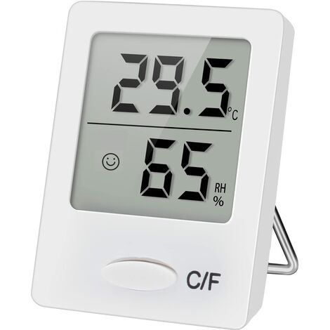 (Blanc)Mini Hygromètre Numérique, Thermomètre Chambre Digital de Haute Précision, ℃/℉Commutable Moniteur de Température et Humidimètre pour Le Confort du Bureau