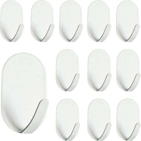 (Blanco) 15 ganchos adhesivos, ganchos adhesivos blancos, ganchos de pared para baño, ganchos autoadhesivos con protección contra la oxidación, sin taladrar, ganchos adhesivos para pared