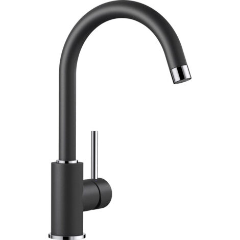 Blanco – Mitigeur de cuisine en silgranit anthracite – Col de cygne orientable 360° – Résistant aux rayures et à la chaleur – Installation simple