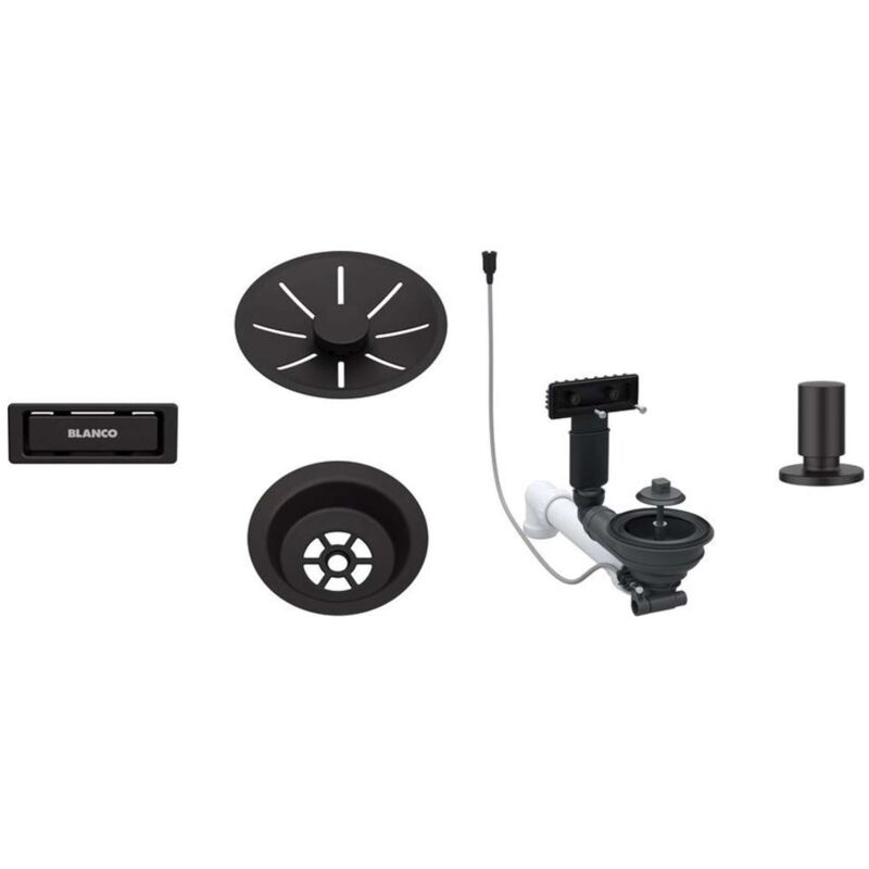 Accessoires - Kit de vidage InFino, avec commande excentrique, noir mat 207426 - Blanco