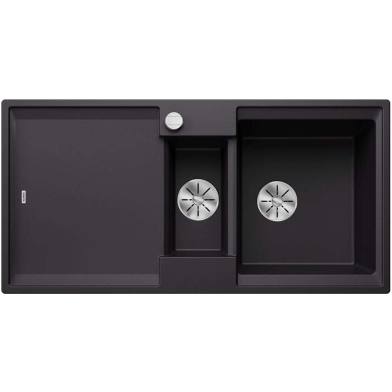 Adira - Évier en silgranit, 10x5 cm, avec commande excentrique et accessoires, InFino, noir 527601 - Blanco