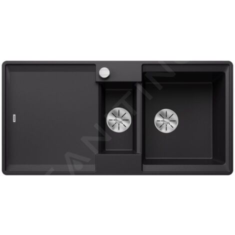 Blanco Adira - Évier en silgranit, 99x49 mm, avec commande excentrique et accessoires, InFino, noir 527609