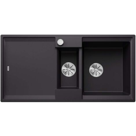Blanco Adira - Lavello in silgranit, 100x50 cm, con comando remoto dello scarico e accessori, InFino, nero 527601