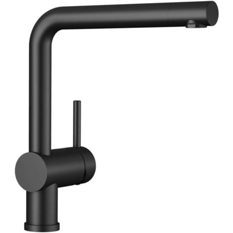 LES TENDANCES Blanco Armatur Linus druckfest - schwenkbarer Wasserhahn, Metall schwarz matt