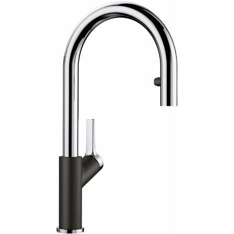 Blanco Carena S - Mitigeur d'évier avec bec extractible, noir / chrome 526172