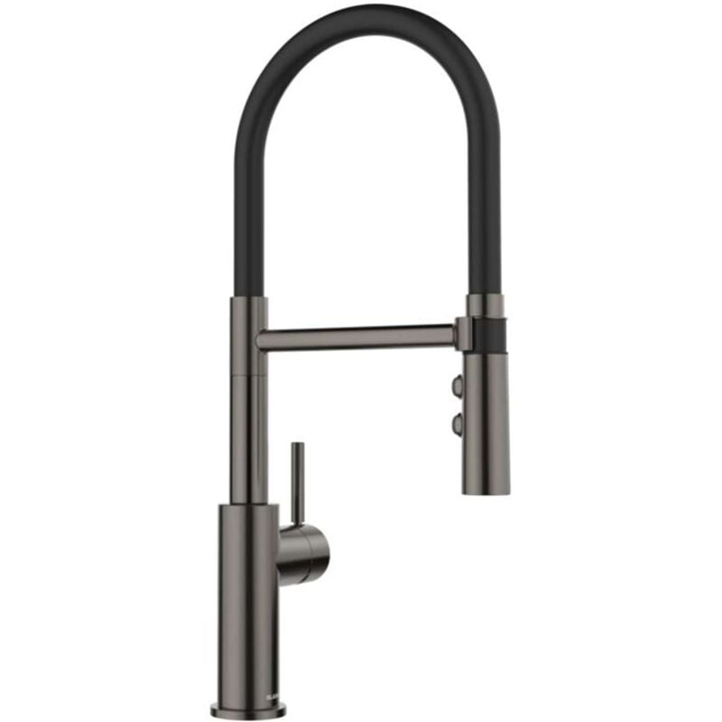 Blanco - Catris s - Mitigeur d'évier avec bras flexible et douchette, acier foncé 527731