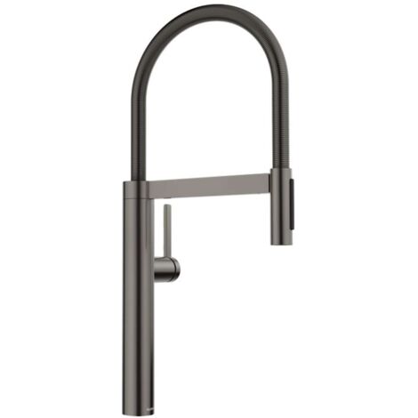 Blanco Culina S - Miscelatore da lavello con braccio di erogazione flessibile e doccetta estraibile, acciaio nero 527465