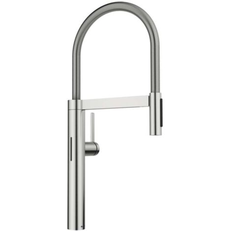 Blanco Culina S - Miscelatore elettronico per lavello con braccio flessibile e doccetta, alimentazione a rete, acciaio 527462