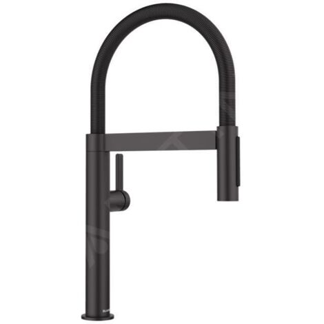 Blanco Culina S - Mitigeur d'évier avec bras flexible et douchette, noir mat 527468