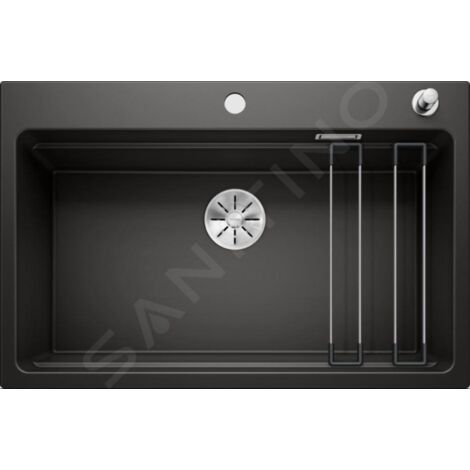 Blanco Etagon 8 - Évier en silgranit, 780x510 mm, avec commande de vidage et avec rails, noir 525892