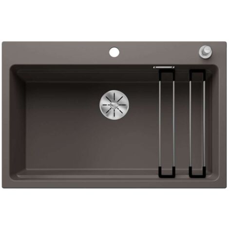 Blanco Etagon 8 - Silgranitspüle, 78x51 cm, mit Ablaufsystembedienung und Zubehör, InFino, grau 527263