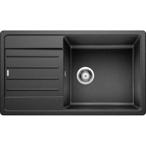 Blanco – Évier en Silgranit 1 bac 86x50 cm – Couleur anthracite – Montage sur plan – Conception réversible – Avec trop-plein