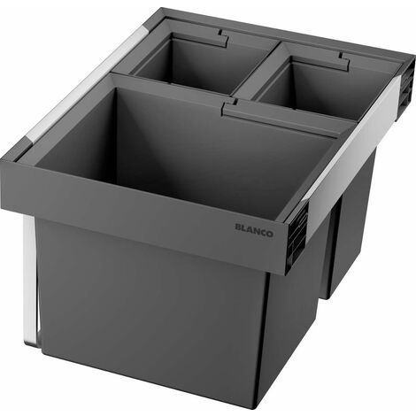 Poubelle encastrable Froland 2 x 15 litres 48 x 34 x 35 cm gris