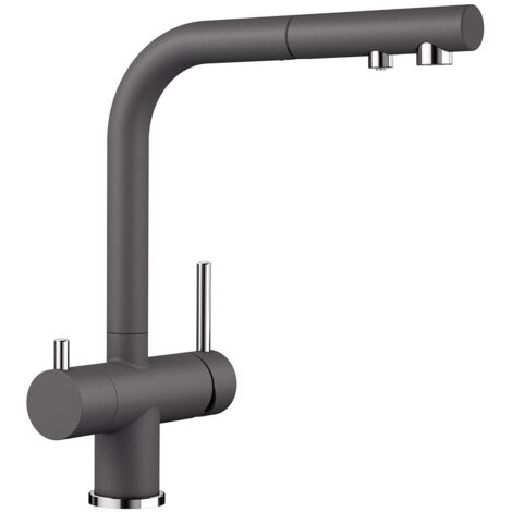 Blanco Fontas S II - Miscelatore da lavello con doccetta estraibile e funzione di filtraggio, grigio roccia 525207