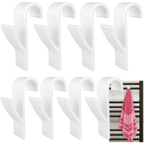(Blanco) Juego de 8 ganchos para radiador, toallero de baño, tendedero para ropa de radiador doméstico, gancho para toallas de radiador, gancho para secadora de toallas