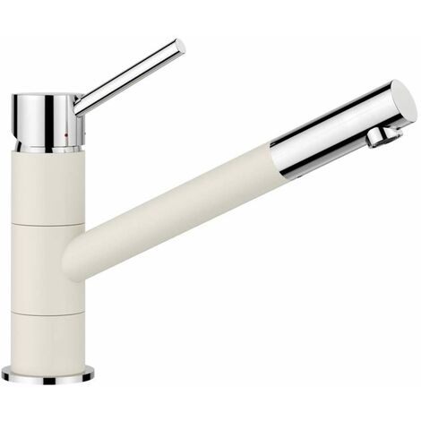 Blanco – Mitigeur de cuisine blanc doux/chrome 199mm – Finition Silgranit Look – Bec pivotant 360° – Débit 13,1 l/min – 526951