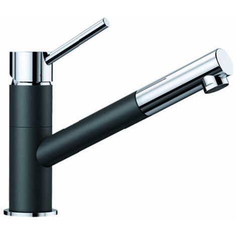 Blanco Kano S - Küchenarmatur mit ausziehbarem Anschluss, Schwarz/Chrom 526174