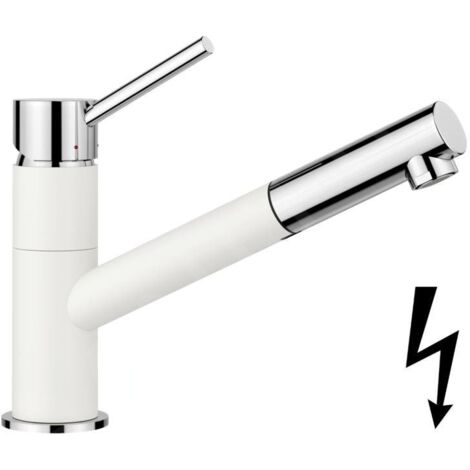 Blanco Kano S - Mitigeur d’évier avec bec extractible, blanc/chrome 527650