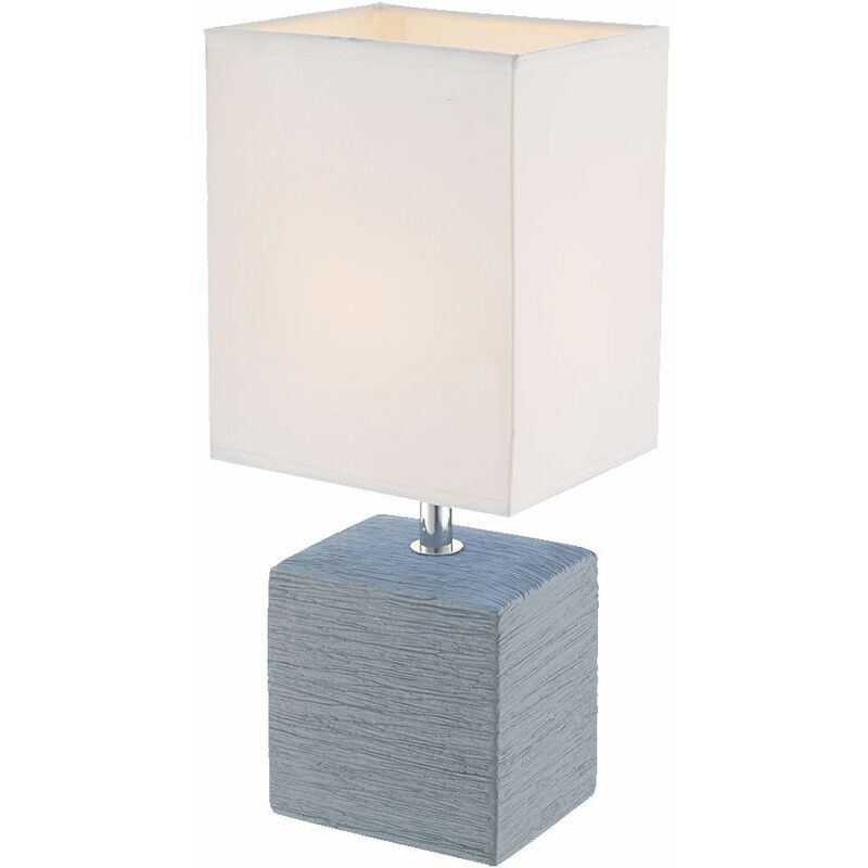 

blanco lámpara de mesa decorativo de cerámica pantalla de tela gris Globo GERI 21676