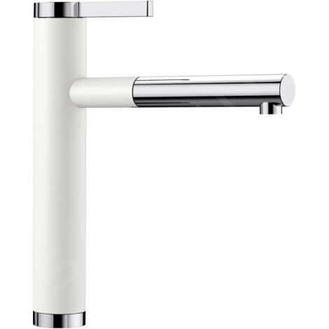 Blanco Linee S - Robinetterie d’évier avec douchette extractible, blanc/chrome 518441
