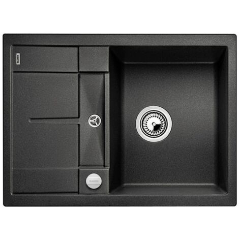 BLANCO METRA 45 S Compact – Lavello rettangolare in granito per basi di lavello con larghezza di 45 cm – SILGRANIT – Piccolo Gocciolatoio – Grigio – 519572