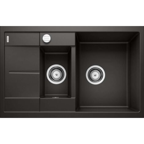 Blanco Metra 6 - Évier en silgranit, 780x500 mm, avec commande de vidage, noir 525925