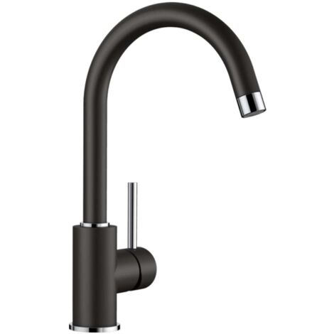 Blanco MIDA Armatur aus Silgranit mit 360° drehbarem Schwanenhals, schwarz (526145)