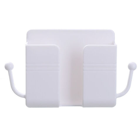 (Blanco) Soporte para teléfono móvil de pared, caja de almacenamiento de aire acondicionado de pared, mini caja de almacenamiento de control remoto de pared para familia y oficina