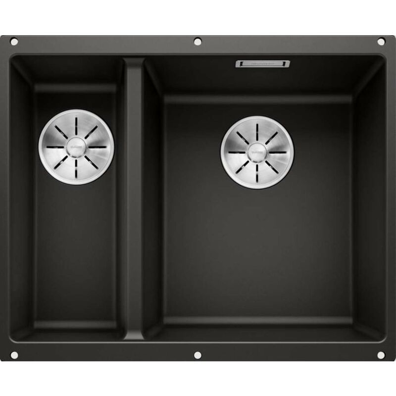 Subline 340/160 - Évier en silgranit, 56x46 cm, bac à droite, noir 525986 - Blanco