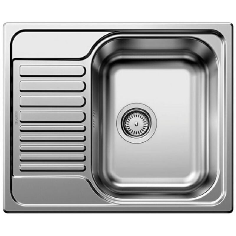 Sink TIPO 45 S Mini in stainless steel 1 bowl + reversible drainer 60,5x50cm with manual drain (516524) - Blanco