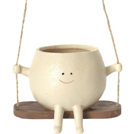 (Blanc)Pot de fleurs - Swing Face - Blanc - Rond - Plastique - Pour plantes d'intérieur