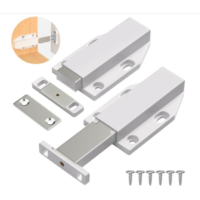 Blanc,Poussoir Push to OpenLot de 2 Aimant Poussoir Porte Placard Poussoir Tiroir Push Pull Latch pour Armoire Loquet Magnetique Pousse pour Ouvrir