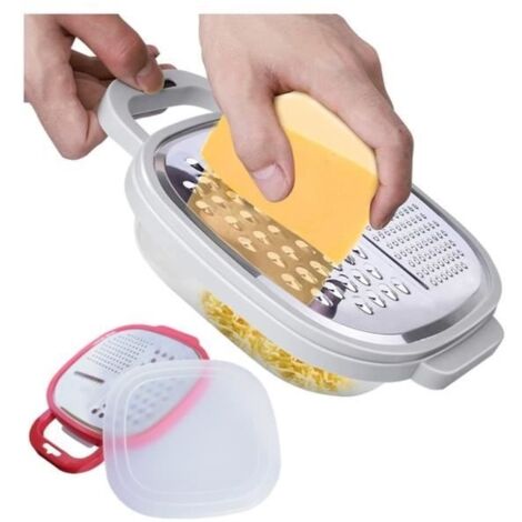 (Blanc)Râpe à légumes - Professionnelle - 3 lames - Avec bol et couvercle - Plastique blanc - Compatible lave-vaisselle