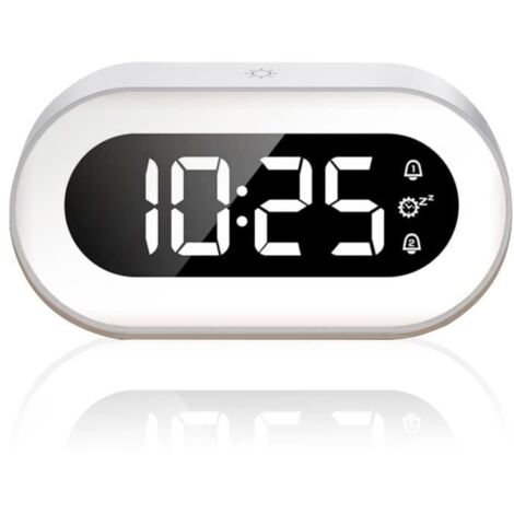 (Blanc)Réveil numérique pour enfants, Réveil lumineux,18 sonneries, sans tic-tac,pour chambre à coucher,chambre d'enfant, Blanc