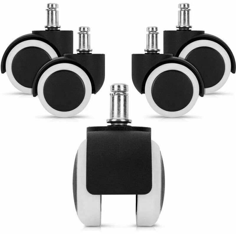 Blancroulette pour chaise de bureau - Lot 5 roulettes pour fauteuil - Roue de rechange 11/50 mm - Pied de siège silencieux pour sol dur