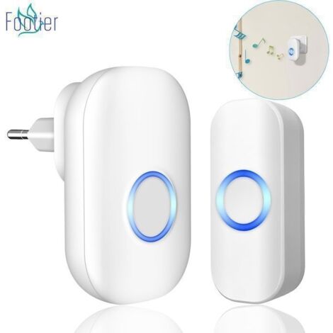 (Blanc)Sonnette Sans Fil Exterieur éTanche,150m Sonnette De Porte Ip44 Carillon Electronique,Kit De Carillon Avec RéCepteurs Enfichables