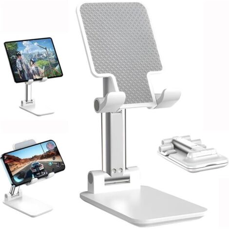(blanc)Support Telephone Réglable Pliable Innovant, Support Téléphone, Support Pour Téléphone Portable De Bureau, Support Iphone Burea
