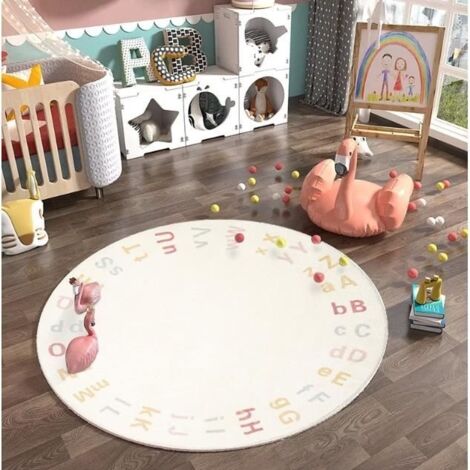 (Blanc)Tapis Moderne Extra Doux - MERKMAK - Blanc - 100x100 cm - rond - Intérieur