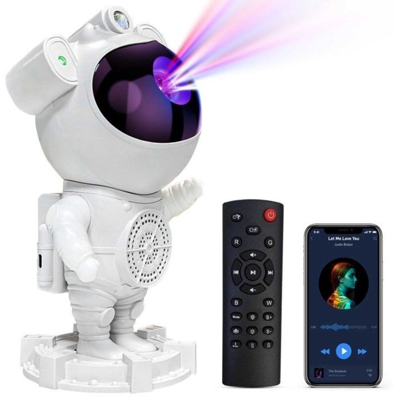 (Blanc)Veilleuse projecteur Astronaute LED - Ciel Etoile Galaxie Nébuleuse - KINGCENTON - Haut-parleur Bluetooth - télécommande -Blanc