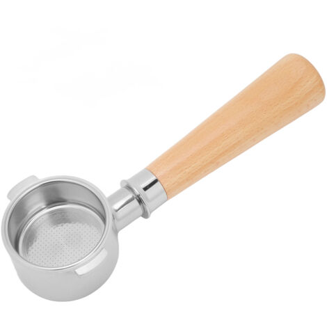 Blanker 51-mm-Edelstahl-Siebträger mit Holzgriff für die Kaffeemaschine ECO310, A2 Buche